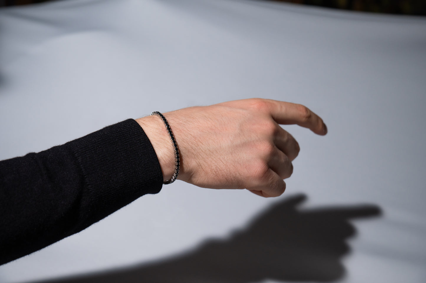 Tennisarmband mit 925er Silber, Schwarz