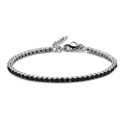 Tennisarmband mit 925er Silber, Schwarz