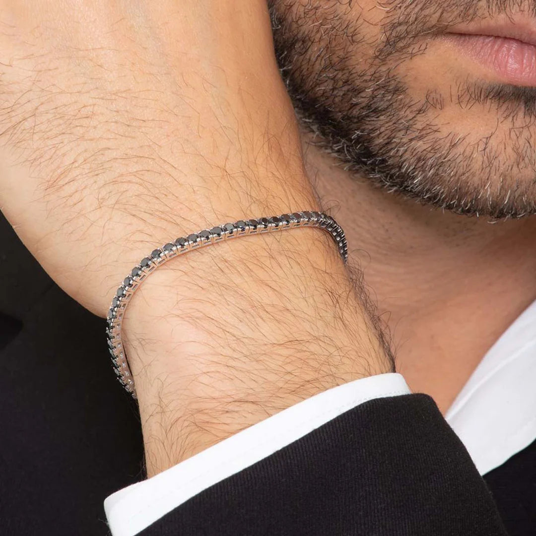 Tennisarmband mit 925er Silber, Schwarz