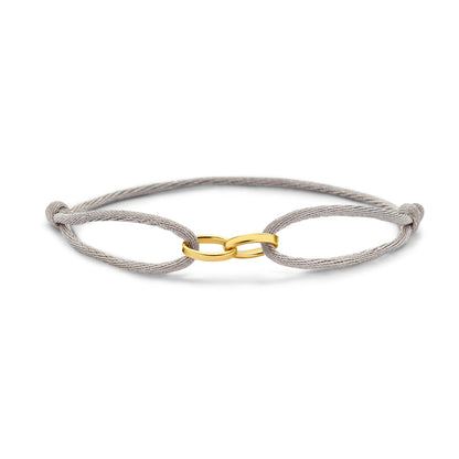 Satin Armband mit 14k Gold, Grau