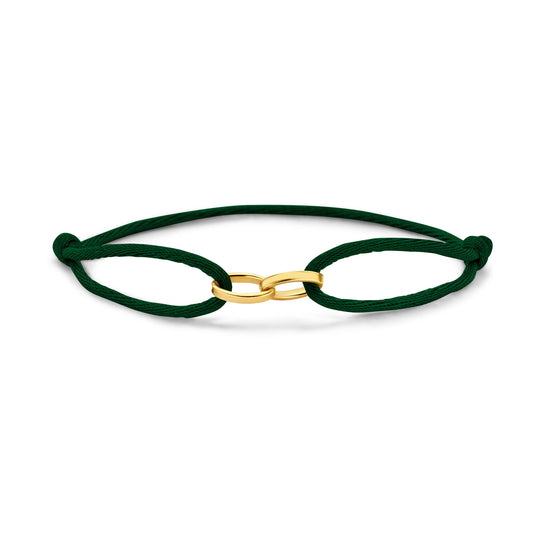 Satin Armband mit 14k Gold, Grün