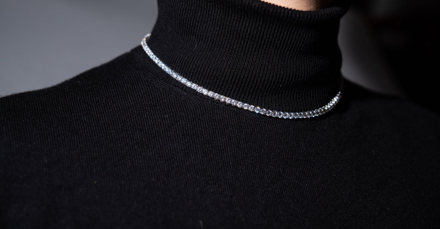 Tennis-Kette mit 925er Silber rhodiniert