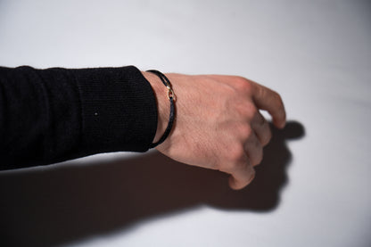 Satin Armband mit 14k Gold, Schwarz