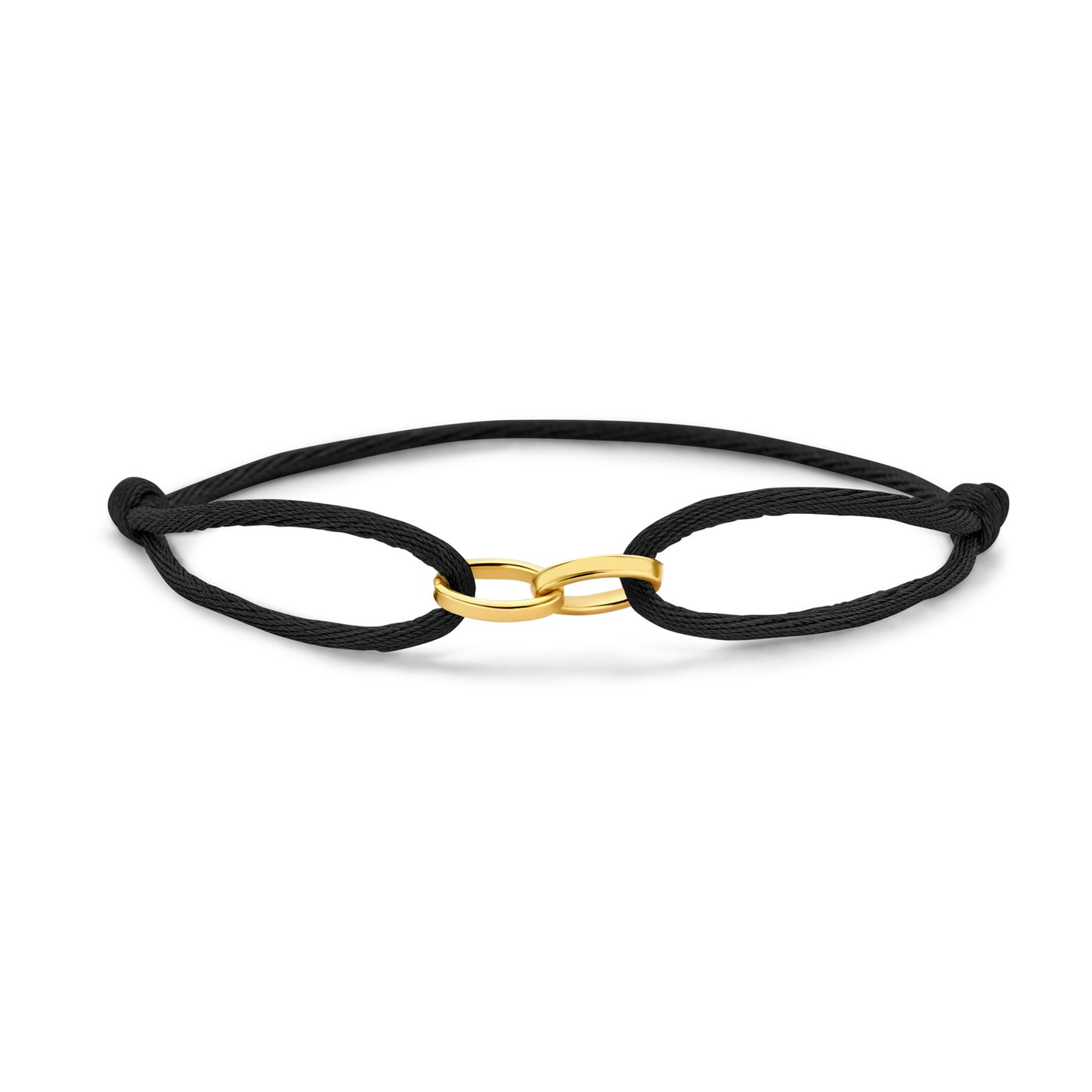 Satin Armband mit 14k Gold, Schwarz
